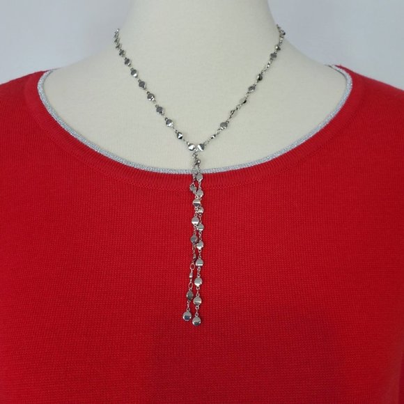 Westport Red With Silver Trim Knit Pullover Short Dolman Sleeve Top NEW Size XS - Picture 2 of 8